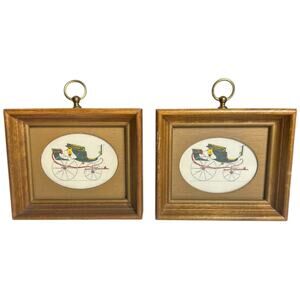 Vintage MPP Pictures of Distinction Framed Carriage Prints Pair Wood Frames 4033
